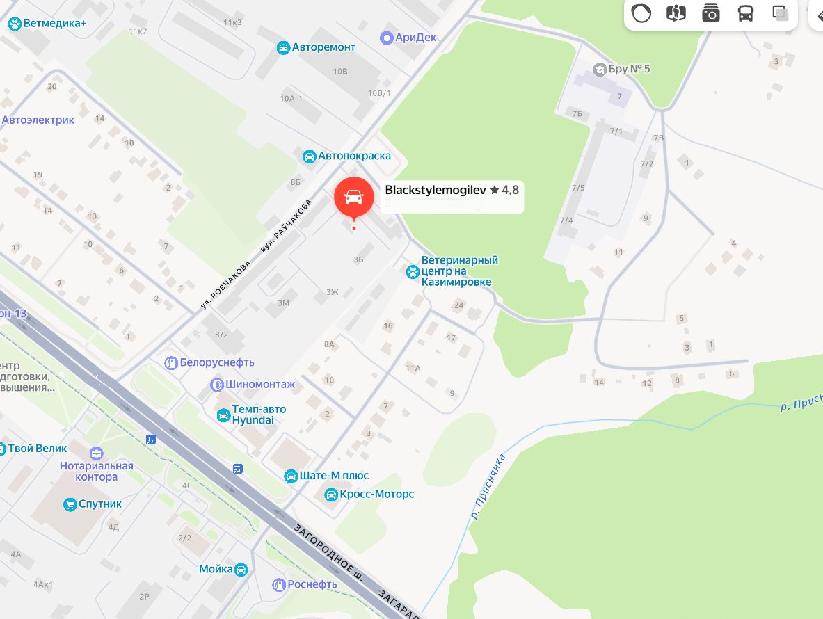 Схема проезда к детейлинг-центру BLACKSTYLEMOGILEV